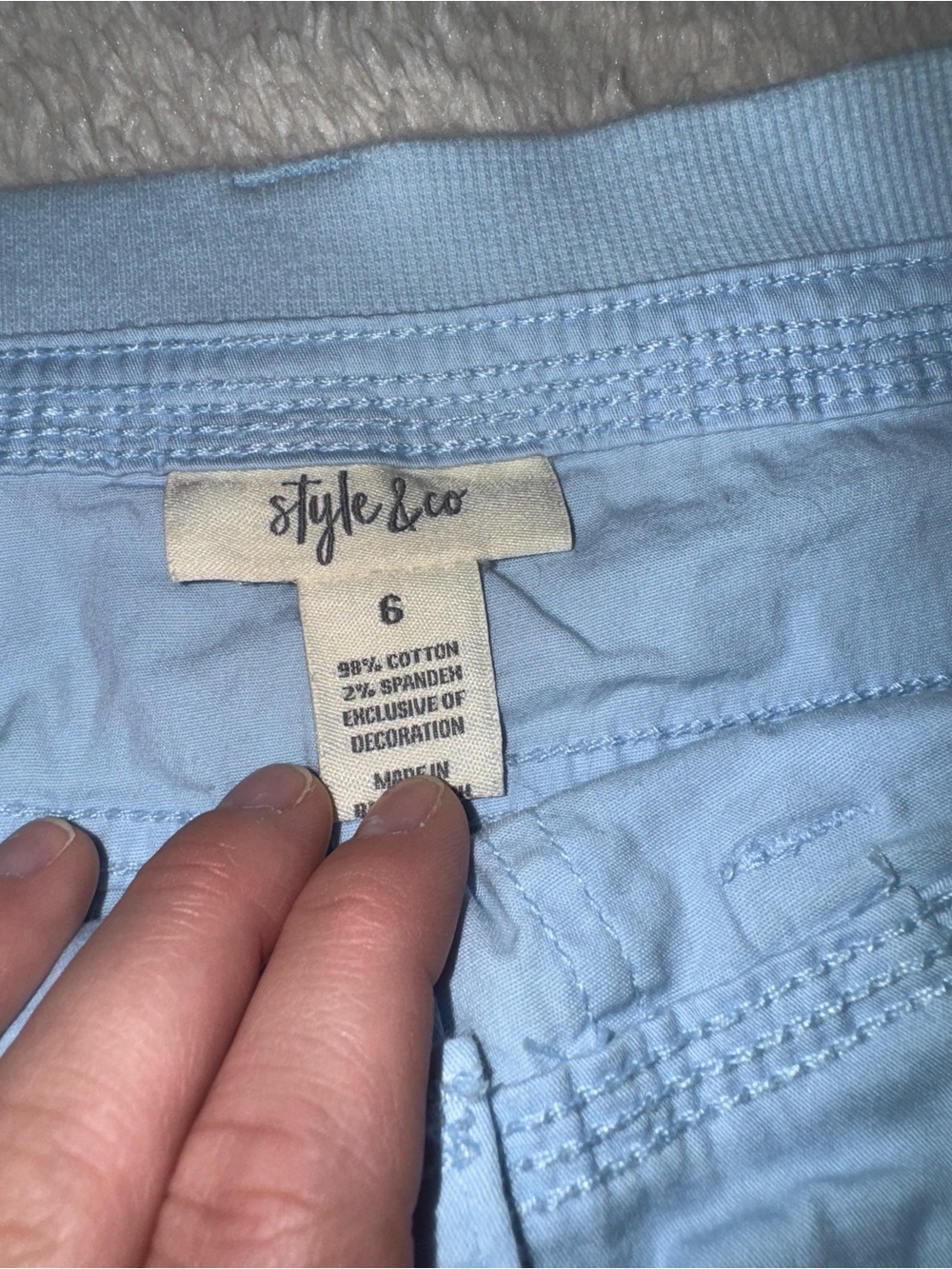 Style & Co Baby Blue Cargo Capri Pants Y2K Utility 🌸🩵 - Picture 2 of 9